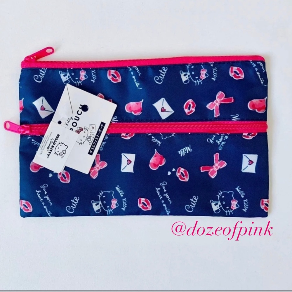 HELLO KITTY 2 COMPARTMENT ZIPPER POUCH BAG